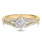 10K Two Tone Color 1/2 Cttw Diamond Kite and Split Shank Ring (H-I Color,SI2-I1 Clarity)