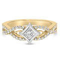 10K Two Tone Color 2/3 Cttw Diamond Kite and Twist Shank Ring (H-I Color,SI2-I1 Clarity)