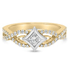 10K Two Tone Color 2/3 Cttw Diamond Kite and Twist Shank Ring (H-I Color,SI2-I1 Clarity)