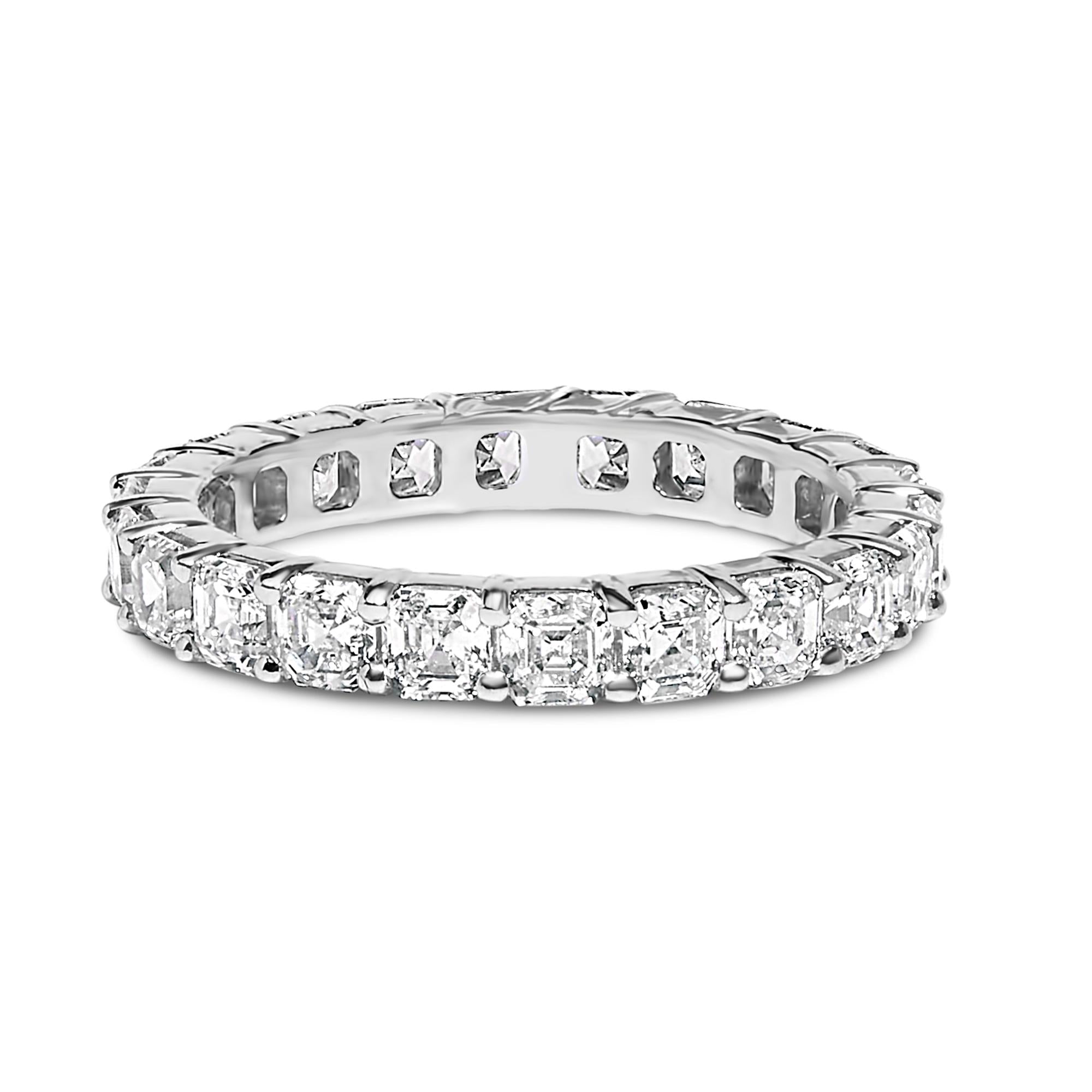 14K White Gold 2 1/3 Cttw Asscher Cut Lab Grown Diamond Eternity Band Ring (E-F Color, VS1-VS2 Clarity) - Ring Size 5.5