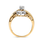 10K Two-Toned 1/2 Cttw Round And Baguette-Cut Composite Pear Head Diamond Ring (H-I Color, I2-I3 Clarity)