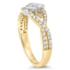 10K Two Tone Color 2/3 Cttw Diamond Kite and Twist Shank Ring (H-I Color,SI2-I1 Clarity)
