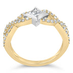 10K Two Tone Color 5/8 Cttw Diamond Kite and Twist Shank Ring (H-I Color,SI2-I1 Clarity)