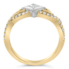 10K Two Tone Color 2/3 Cttw Diamond Kite and Twist Shank Ring (H-I Color,SI2-I1 Clarity)