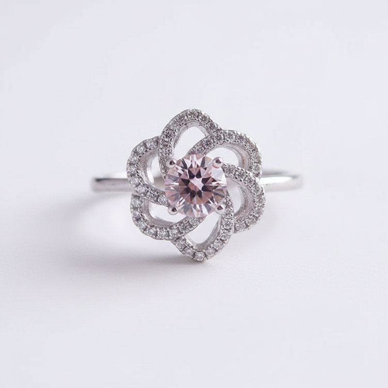 Floral Ring – Pink Morganite Center
